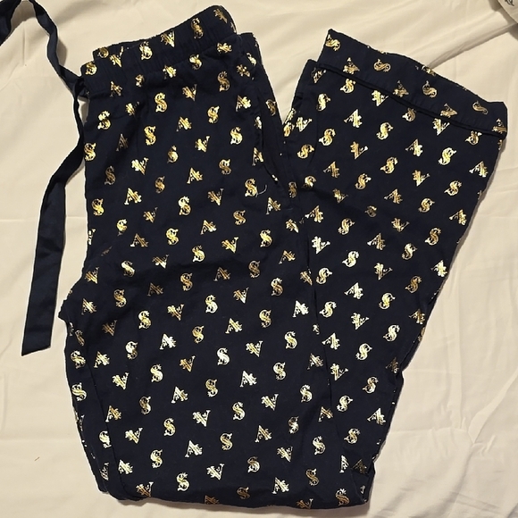 Victoria's Secret Blue and Gold Track Pants with Playful Pattern - Picture 1 of 2